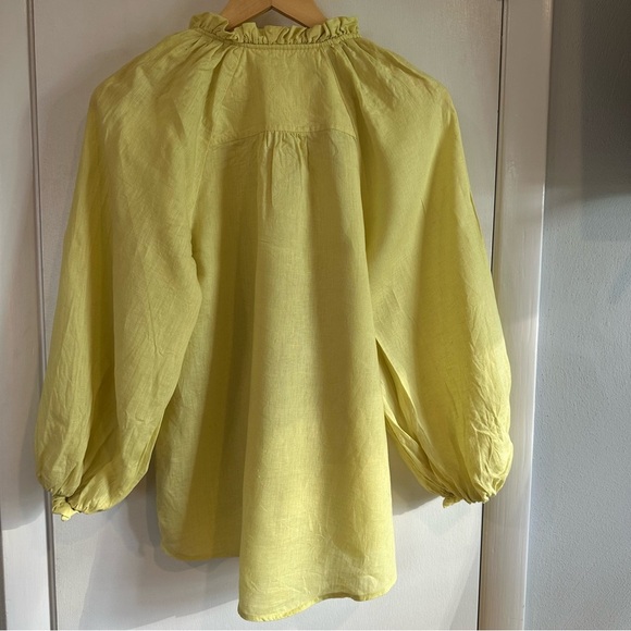 Anthropologie Maeve The Audie Linen Puff Sleeve Blouse. Size: Small. Yellow. - Picture 5 of 7